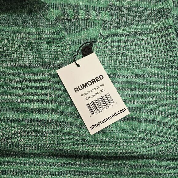 New Rumored - XS Riptide Midi Dress In Everglade Green - Picture 6 of 6